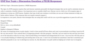 DNP 810 Topic 1 Discussion Question 2 PEER Responses