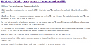 HCM 4007 Week 4 Assignment 2 Communication Skills