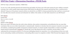 DNP 810 Topic 5 Discussion Question 1 PEER Posts