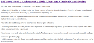 PSY 1001 Week 2 Assignment 2 Little Albert and Classical Conditioning
