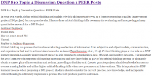 DNP 810 Topic 4 Discussion Question 1 PEER Posts