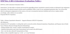 DNP 801 A RS 6 Literature Evaluation Table 1