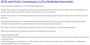 HCM 3006 Week 5 Assignment 2 A New Marketing Opportunity