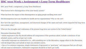 HSC 3010 Week 1 Assignment 3 Long-Term Healthcare