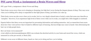 PSY 4490 Week 4 Assignment 2 Brain Waves and Sleep