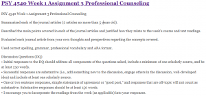 PSY 4540 Week 1 Assignment 3 Professional Counseling