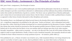 HSC 3000 Week 1 Assignment 3 The Principle of Justice
