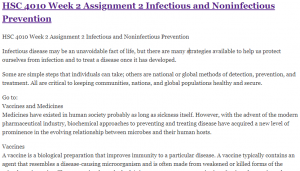 HSC 4010 Week 2 Assignment 2 Infectious and Noninfectious Prevention