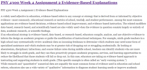 PSY 4300 Week 4 Assignment 2 Evidence-Based Explanations