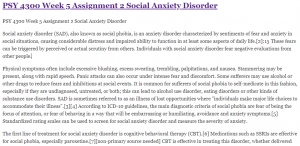 PSY 4300 Week 5 Assignment 2 Social Anxiety Disorder