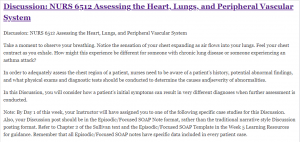 Discussion: NURS 6512 Assessing the Heart, Lungs, and Peripheral Vascular System