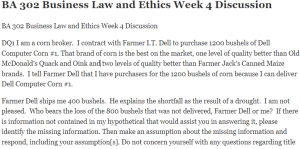 BA 302 Business Law and Ethics Week 4 Discussion