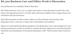 BA 302 Business Law and Ethics Week 6 Discussion