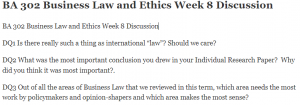 BA 302 Business Law and Ethics Week 8 Discussion