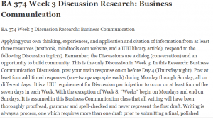 BA 374 Week 3 Discussion Research Business Communication