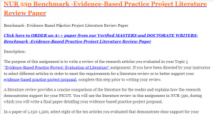 Benchmark -Evidence-Based Practice Project Literature Review Paper