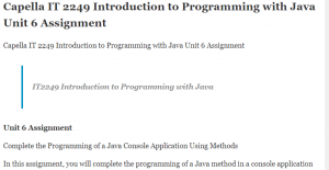Capella IT 2249 Introduction to Programming with Java Unit 6 Assignment