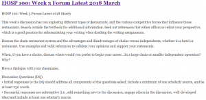 HOSP 100: Week 3 Forum Latest 2018 March