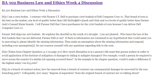 BA 302 Business Law and Ethics Week 4 Discussion