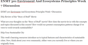 ENMT 301 Environent And Ecosystems Principles Week 7 Discussion