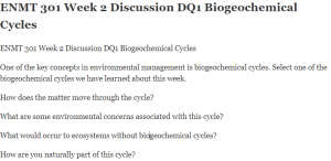 ENMT 301 Week 2 Discussion DQ1 Biogeochemical Cycles
