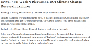 ENMT 301 Week 5 Discussion DQ1 Climate Change Research Explorer