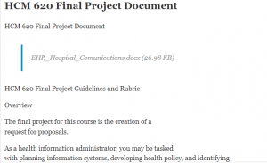 HCM 620 Final Project Document