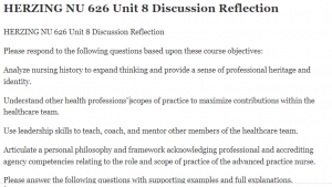 HERZING NU 626 Unit 8 Discussion Reflection
