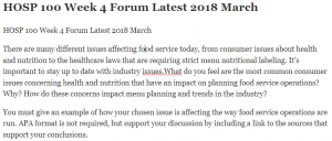 HOSP 100 Week 4 Forum Latest 2018 March