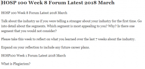 HOSP 100 Week 8 Forum Latest 2018 March