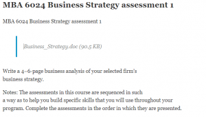 MBA 6024 Business Strategy assessment 1