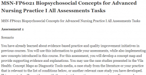 MSN-FP6021 Biopsychosocial Concepts for Advanced Nursing Practice I All Assessments Tasks