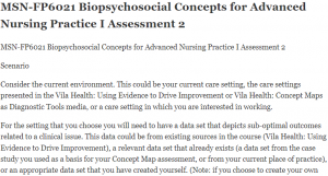 MSN-FP6021 Biopsychosocial Concepts for Advanced Nursing Practice I Assessment 2