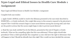 N520 Legal and Ethical Issues in Health Care Module 1 Assignment