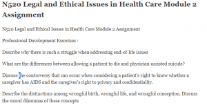 N520 Legal and Ethical Issues in Health Care Module 2 Assignment