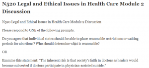 N520 Legal and Ethical Issues in Health Care Module 2 Discussion