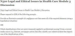 N520 Legal and Ethical Issues in Health Care Module 3 Discussion