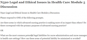 N520 Legal and Ethical Issues in Health Care Module 5 Discussion