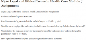 N520 Legal and Ethical Issues in Health Care Module 7 Assignment