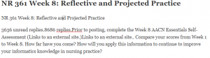 NR 361 Week 8 Reflective and Projected Practice