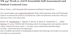 NR 447 Week 2 AACN Essentials Self-Assessment and Patient-Centered Care