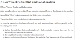 NR 447 Week 3 Conflict and Collaboration
