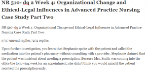 NR 510- dq 2 Week 4 Organizational Change and Ethical-Legal Influences in Advanced Practice Nursing Case Study Part Two