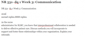 NR 531- dq 1 Week 3 Communication