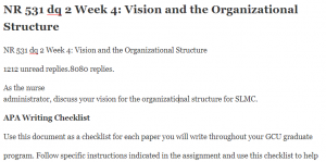 NR 531 dq 2 Week 4 Vision and the Organizational Structure