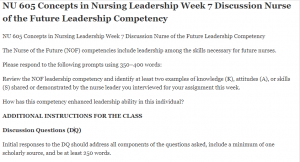 NU 605 Concepts in Nursing Leadership Week 7 Discussion Nurse of the Future Leadership Competency