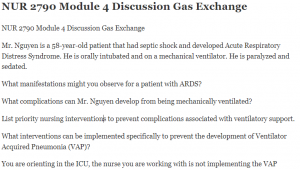 NUR 2790 Module 4 Discussion Gas Exchange