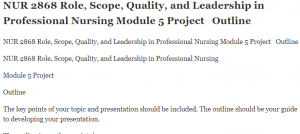 NUR 2868 Role, Scope, Quality, and Leadership in Professional Nursing Module 5 Project   Outline