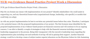 NUR 590 Evidence Based Practice Project Week 2 Discussion
