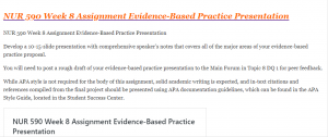 NUR 590 Week 8 Assignment Evidence-Based Practice Presentation